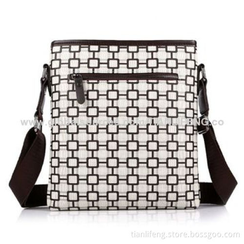 PU messenger travel shoulder bag for men, geometric pattern